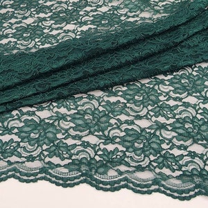 HUNTER GREEN Corded Floral Alencon Lace fabric By The Yard for Bridal - Gown - Wedding - Bridesmaid - Formal Dress -Prom - STYLE 105