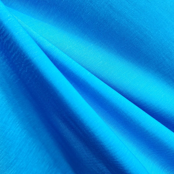 Turquoise Blue Stretch Solid Plain Taffeta Fabric by the yard for Gowns, Bridal Wear, Home Decor, Lining, Clothes, Costumes, Prom, STYLE 015