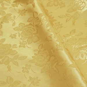 Goldfarbener Polyester-Jacquard-Satinstoff mit Blumenmuster, Meterware für Kleider, Hochzeiten, Heimdekoration, Kleidung, Kostüme, Kunsthandwerk, Blusen, Kleider – Stil 316