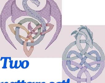 Knoten Drache und Schlange Keltische Nordische Blackwork Muster Set