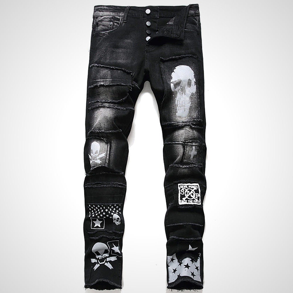 street black skull jeans