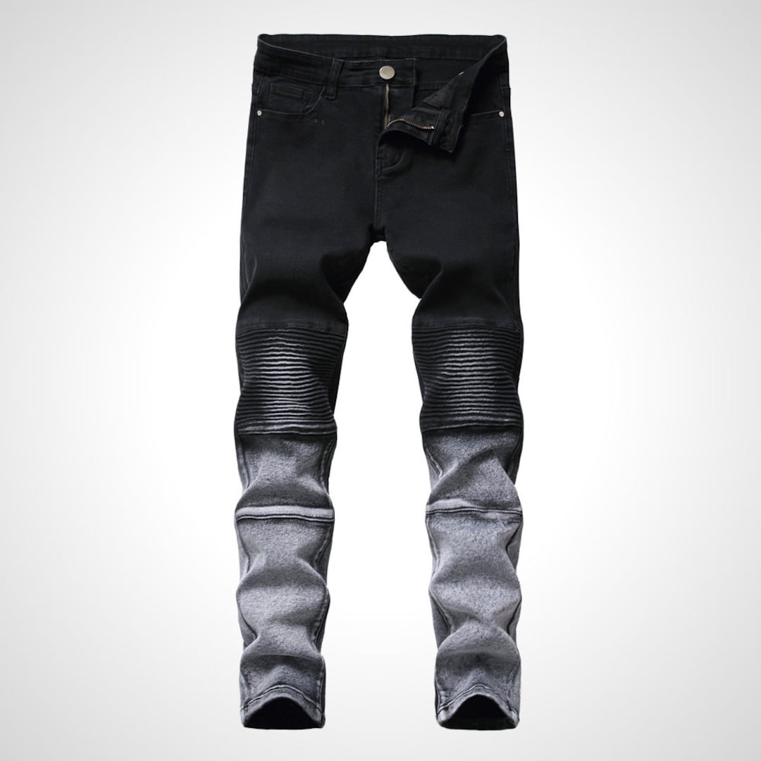 Aannemer Ithaca Waarschijnlijk Black Fade Grey Denim Biker Jeans Straight Cut. Street Wear - Etsy