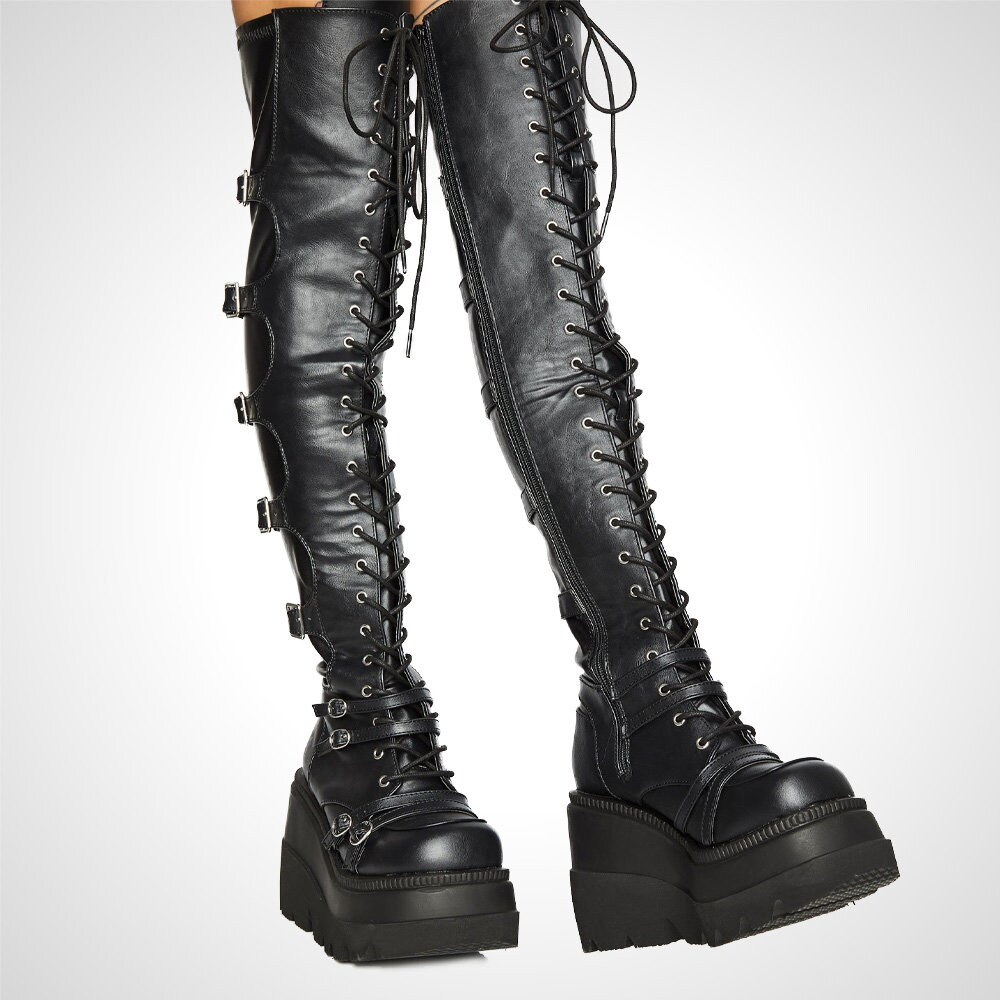 tall black gothic boots