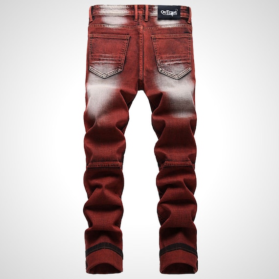 Men s Blood Apocalypse Denim Biker Jeans Skinny Stretch Tapered