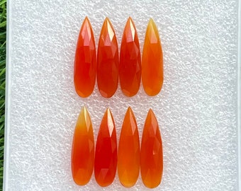 Piedra preciosa de calcedonia naranja natural 8 piezas de espalda plana Rosecut para la fabricación de joyas
