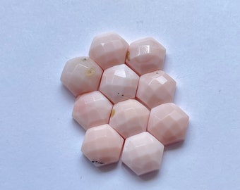 Pierre précieuse à facettes en opale rose hexagonale naturelle, taille ronde, pour la fabrication de bijoux, 10 pièces