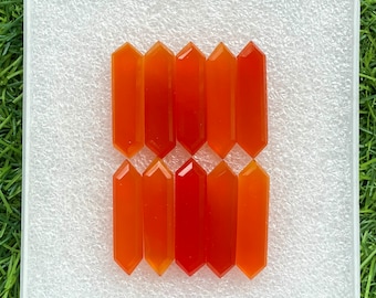 Piedra preciosa de calcedonia naranja natural, 10 piezas de corte plano para hacer joyas