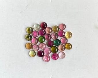 Natural Multi Tourmaline Cabochon Round Tourmaline  Loose Gemstone for Jewelry making 30pcs lot 5 mm