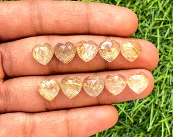 Natural Golden routile Heart shape rosecut 10pcs lot for Jewelry making ,ring ,pendent, bracelet making