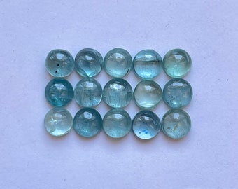 Natuurlijke aqua-kyanietcabochon-edelsteen voor het maken van sieraden, ronde vorm 7 mm, 15 stuks (lot)