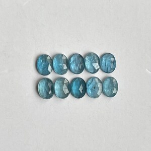 Natural Paraiba, Aqua kyanite Faceted rosecut cabochon loose gemstone for Jewelry making 10pcs lot 6x8mm