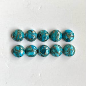 Blue Oyster Copper Turquoise Cabochon loose Gemstone round shape 10mm 10pcs lot for Jewelry Making
