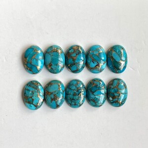 Blue Oyster Copper Turquoise Cabochon loose Gemstone Oval shape 14x10mm 10pcs lot for Jewelry Making