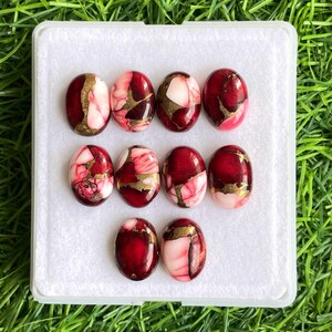 Red Oyster Copper Turquoise Oval Shape Cabochon loose Gemstone 10pcs lot for Jewelry Making