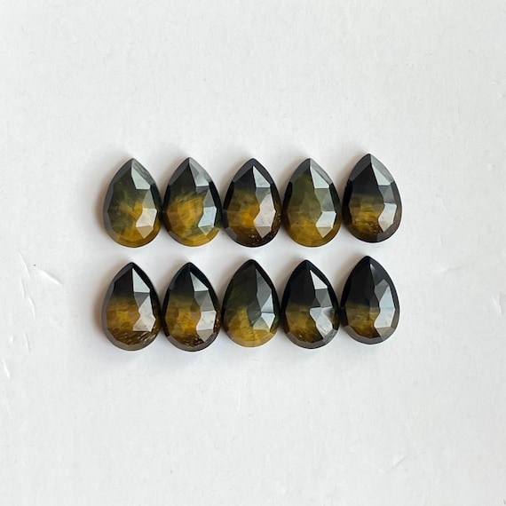 Natural Tiger Eye Rosecut Cabochon loose gemstone for Jewelry making pear shape 10pcs 12x8mm lot