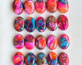 Roze oesterkleurige koperkleurige turkoois edelsteen, ovale cabochonvorm, 10 x 14 mm, losse edelsteen, geschikt voor het maken van sieraden.