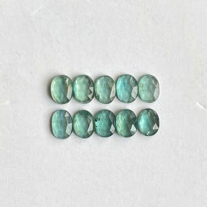 Natural Emerald Green kyanite Faceted rosecut cabochon loose gemstone for Jewelry making 10pcs lot 6x8mm