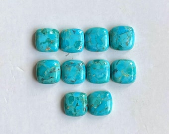 Mohava Turquoise 10mm cushion Cabochon loose smooth polished Mohave turquoise Gemstone lot for Jewelry Making