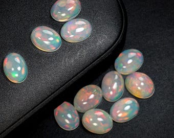 Opala de fogo etíope natural AAA, formato oval, cabochão de 7 x 5 mm, pedra preciosa solta, lote com 11 peças para fabricação de joias