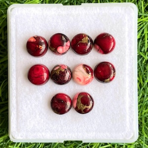 Red Oyster Copper Turquoise round Shape Cabochon loose Gemstone 10pcs lot for Jewelry Making