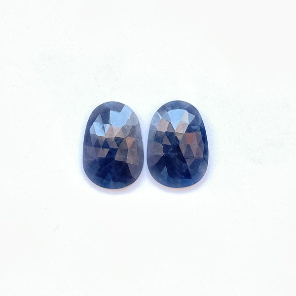 Natural Blue Sapphire rosecut gemstone 1 matching pair for Jewelry making top quality stone