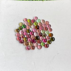 Natural Multi Tourmaline Cabochon Round Tourmaline  Loose Gemstone for Jewelry making 60pcs lot 4 to 4.5 mm