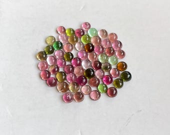 Natural Multi Tourmaline Cabochon Round Tourmaline  Loose Gemstone for Jewelry making 60pcs lot 4 to 4.5 mm