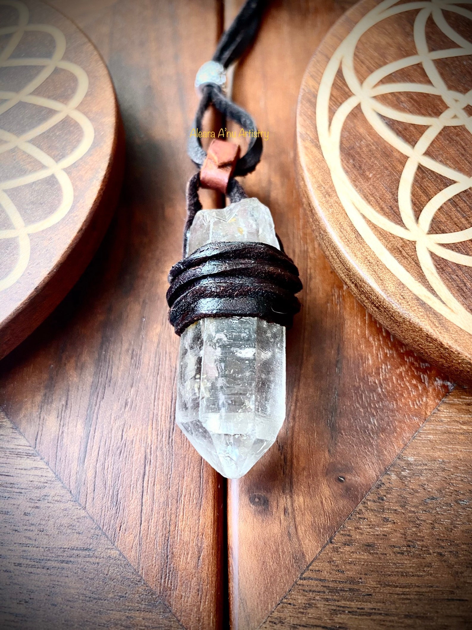 Leather crystal necklace Clearance