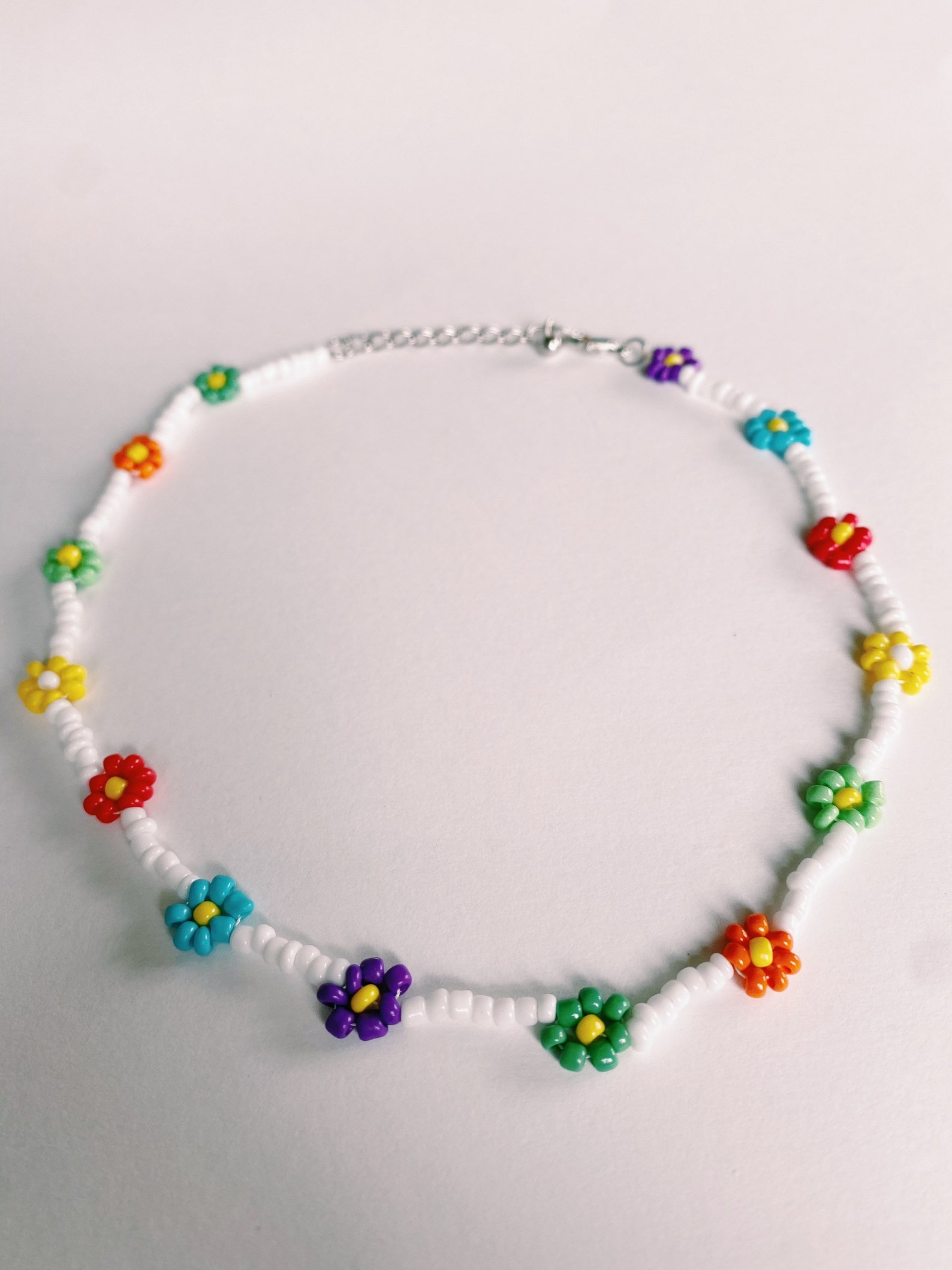 Colorful Beaded Flower Choker Seed Bead Necklace for Summer Etsy