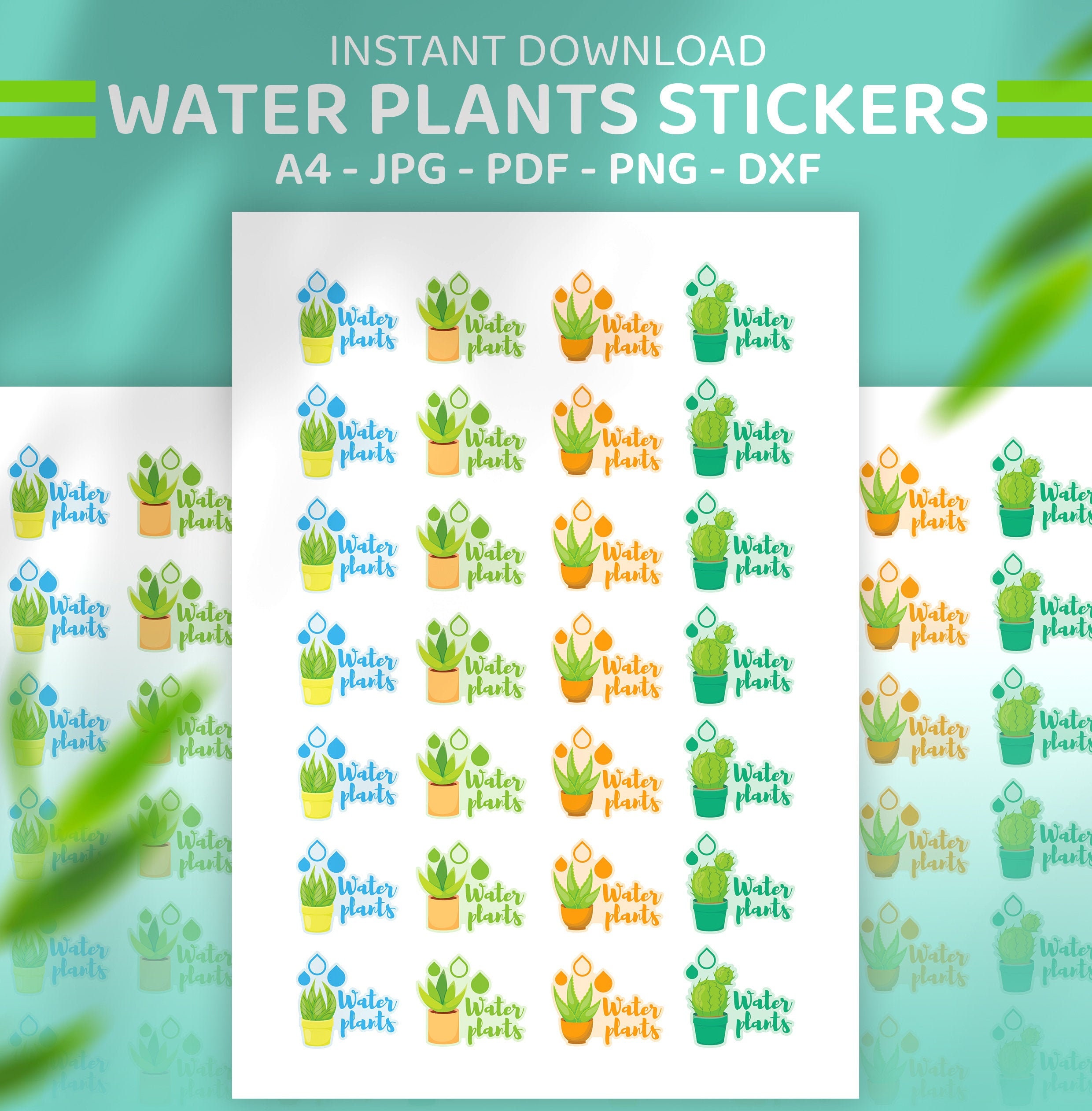 Water Plants Reminder Planner Stickers Digital Download | Etsy