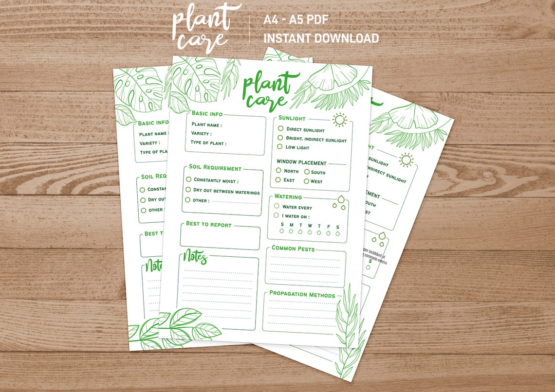 Plant Care Guide Printable Plant Care Sheet Digital - Etsy