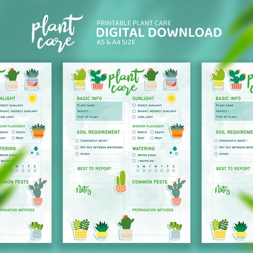 Plant Care Guide Printable Plant Care Sheet Digital - Etsy