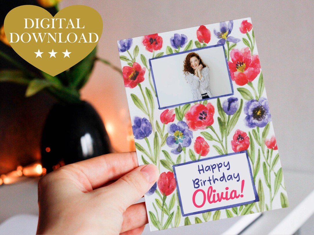 Blank Frames Floral Greeting Card Printable Customized 2 Frames Card ...