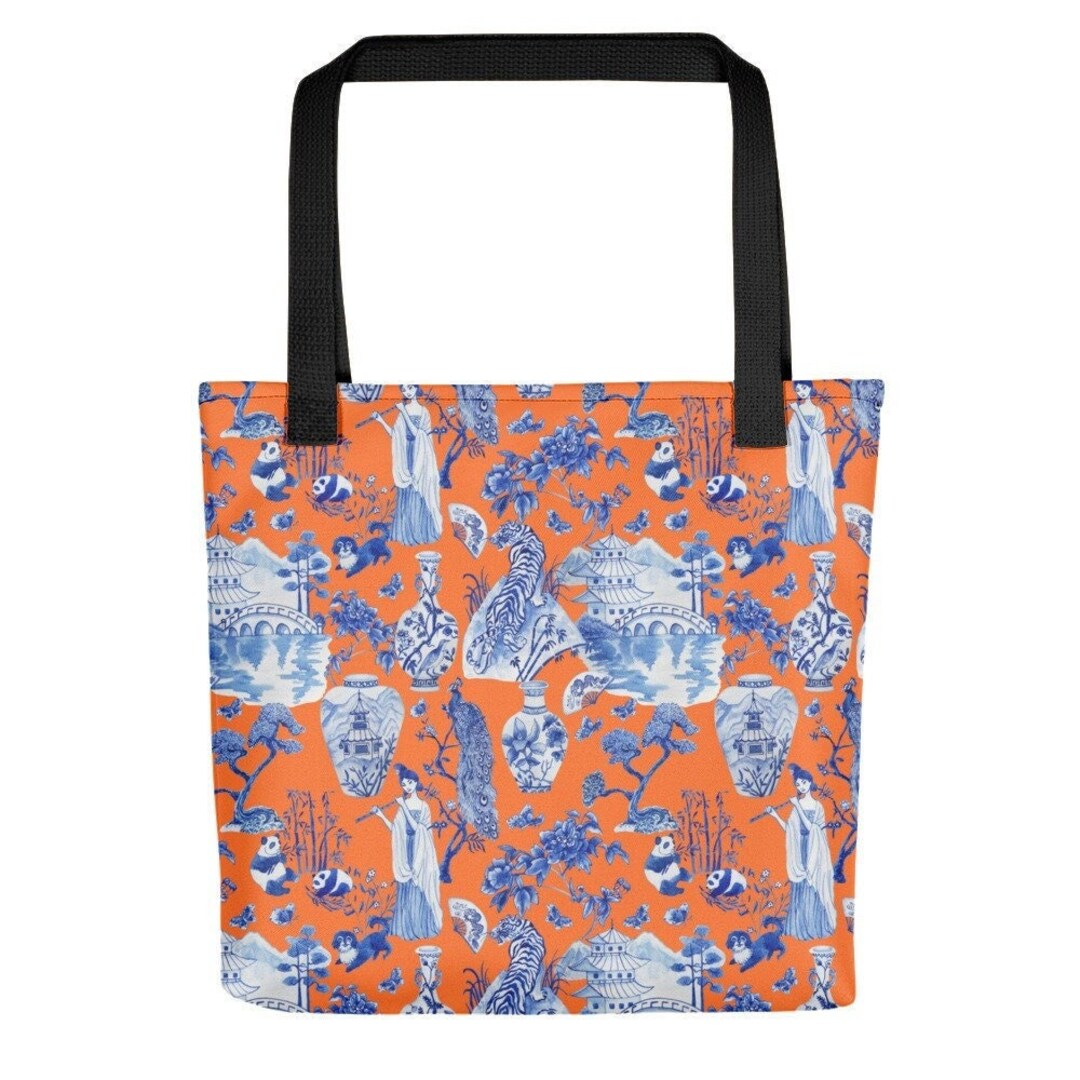 Chinoiserie Tote Bag Chinese Art Handpainted Lightweight & Durable All Over Print Fashion