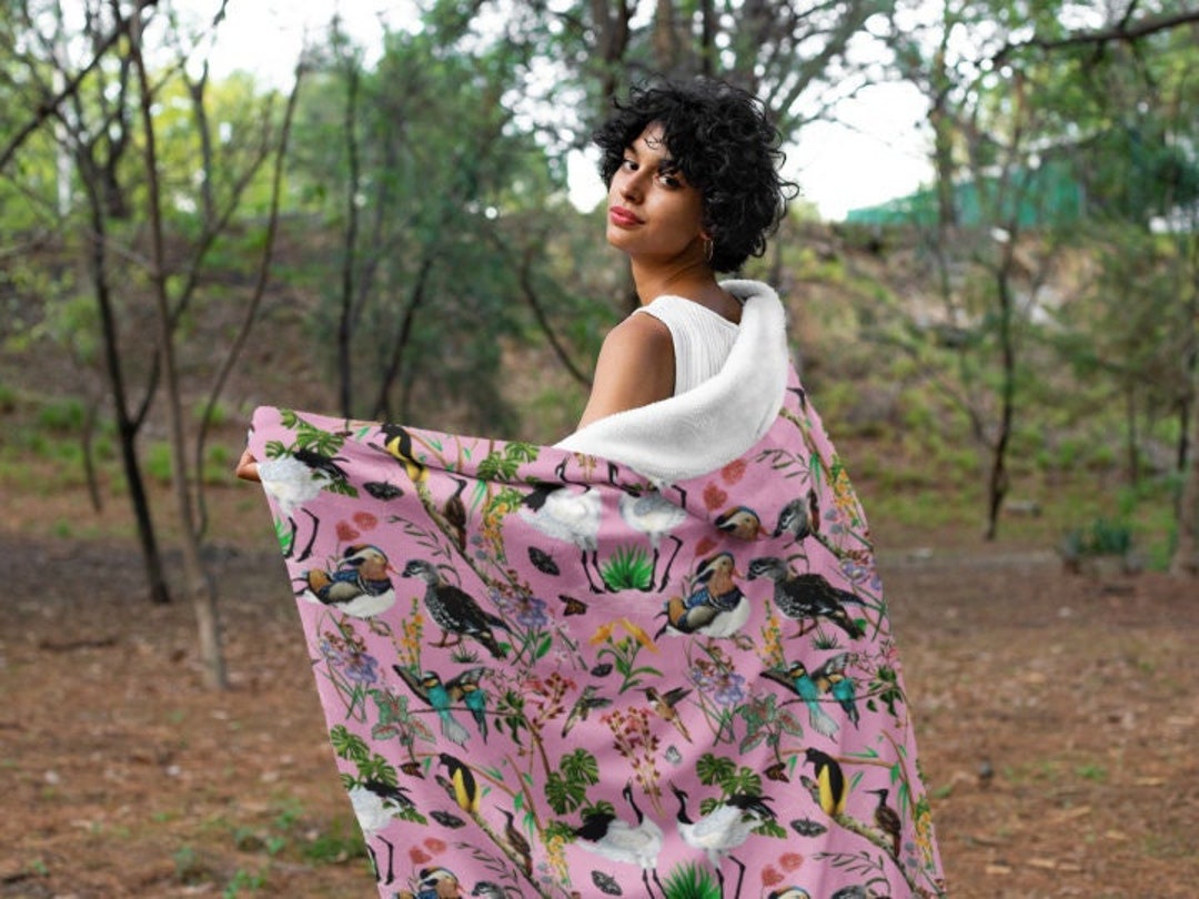 Lovebirds Blanket Handpainted Watercolor Design All Over Etsy