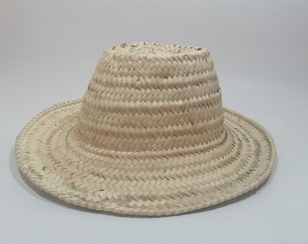 Handwoven Moroccan Straw Sun Hat, Palm Leaf Beach Hat