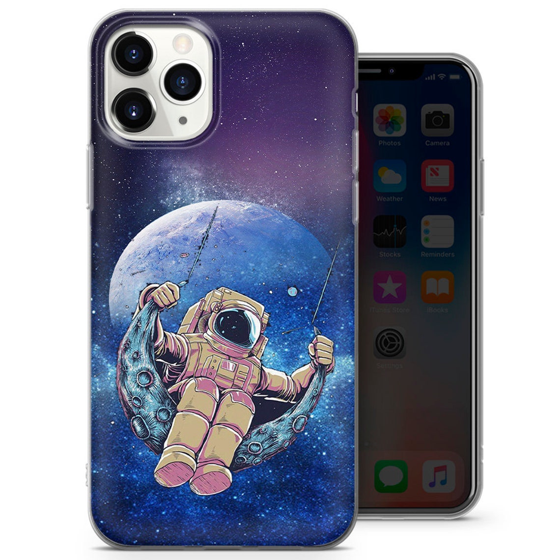 Space Phone Case Astronaut Galaxy Spacemen Gel Cover Etsy