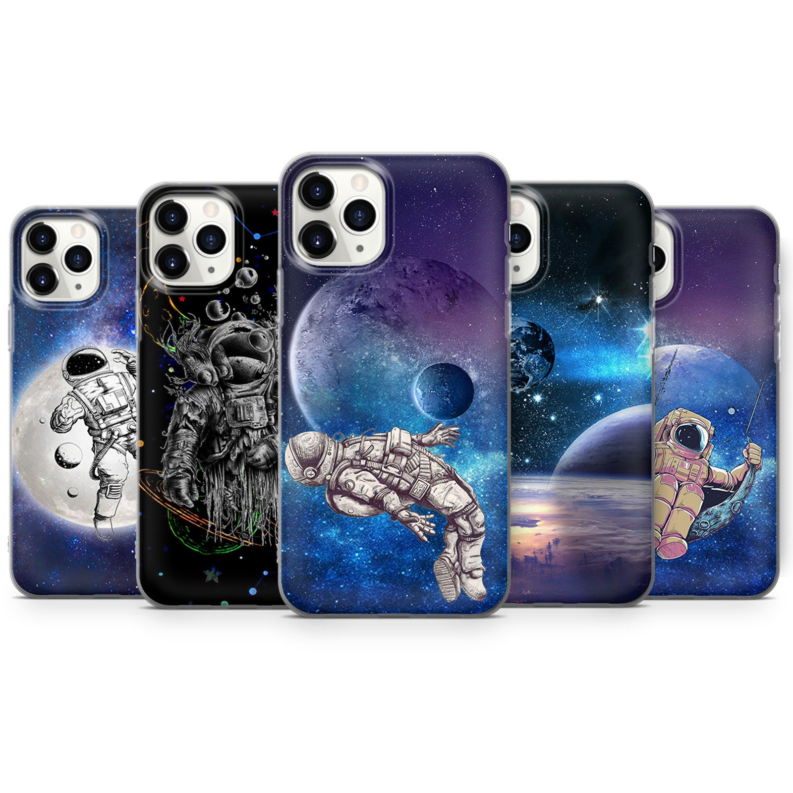 Space Phone Case Astronaut Galaxy Spacemen Gel Cover Etsy