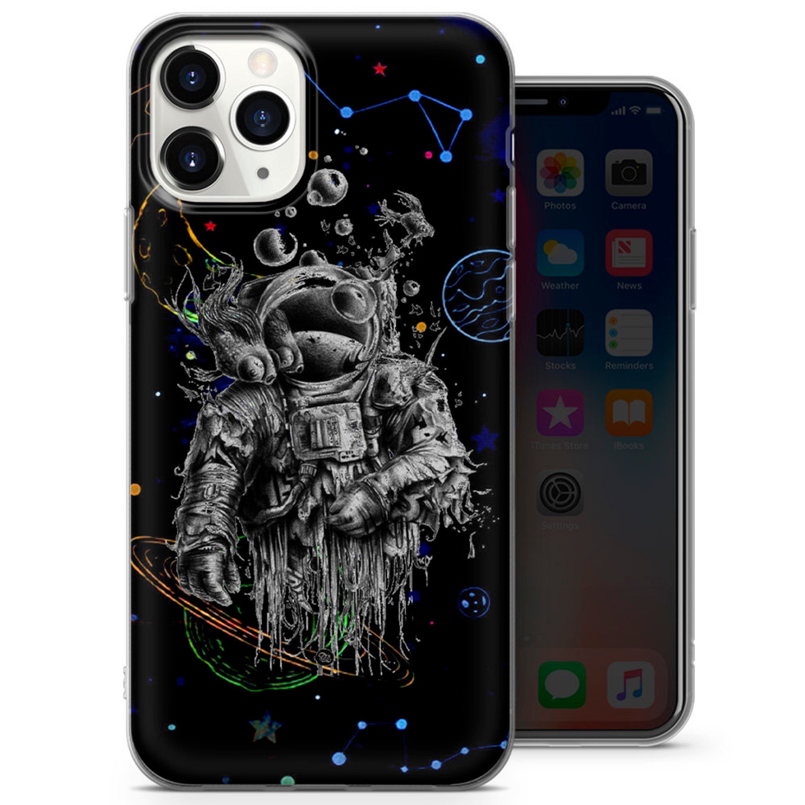 Space Phone Case Astronaut Galaxy Spacemen Gel Cover Etsy