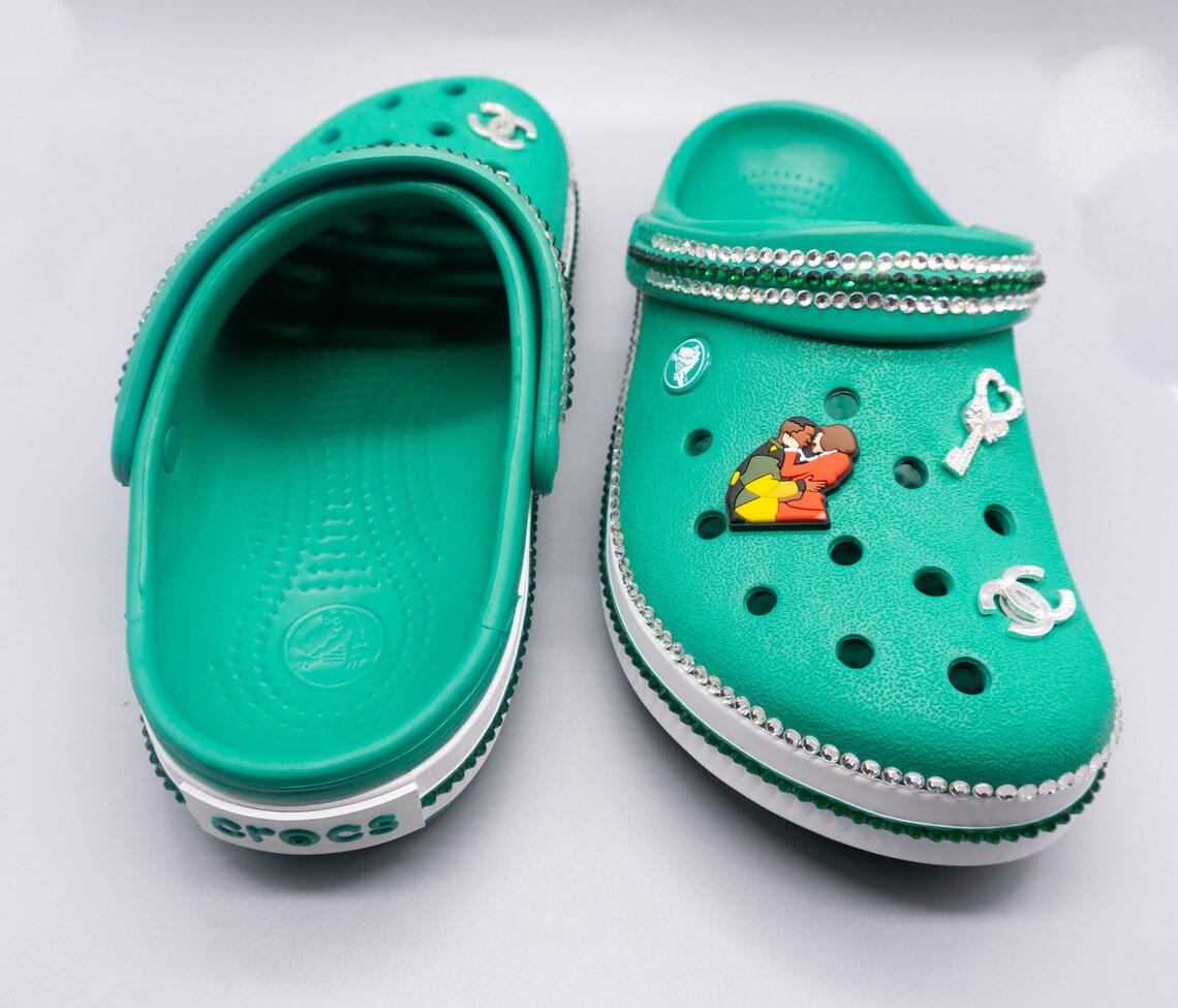 Dripping Melanin Green Embellished Crocs Etsy