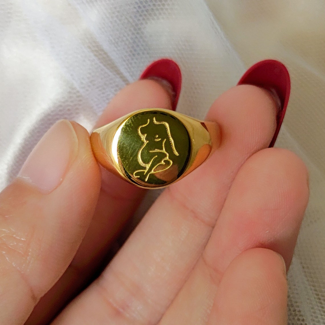 Women Body Rings Engraved Rings Round Rings Stainless Etsy