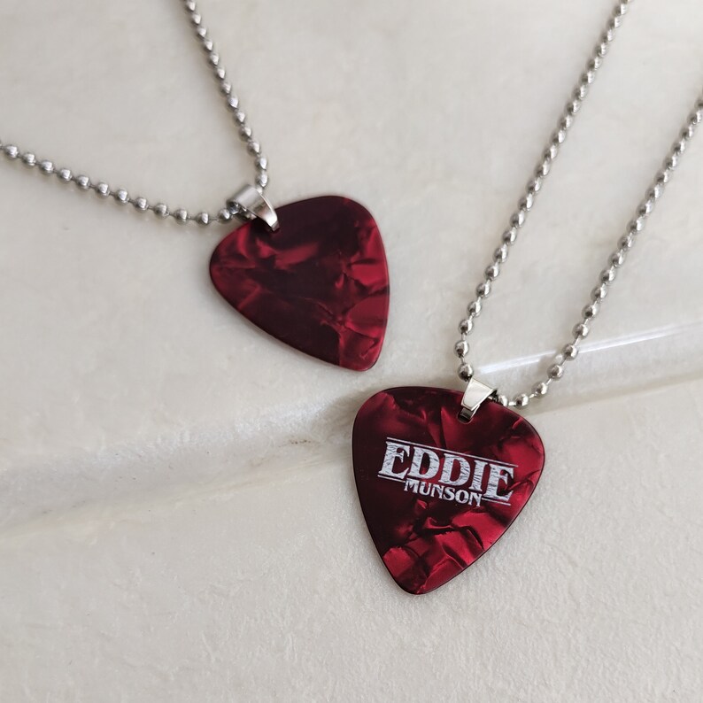 Guitar Pick Necklace Stranger Things Inspired Necklace Eddie Etsy