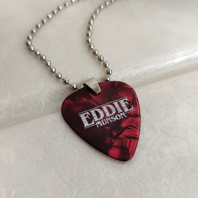 Guitar Pick Necklace Stranger Things Inspired Necklace Eddie Etsy