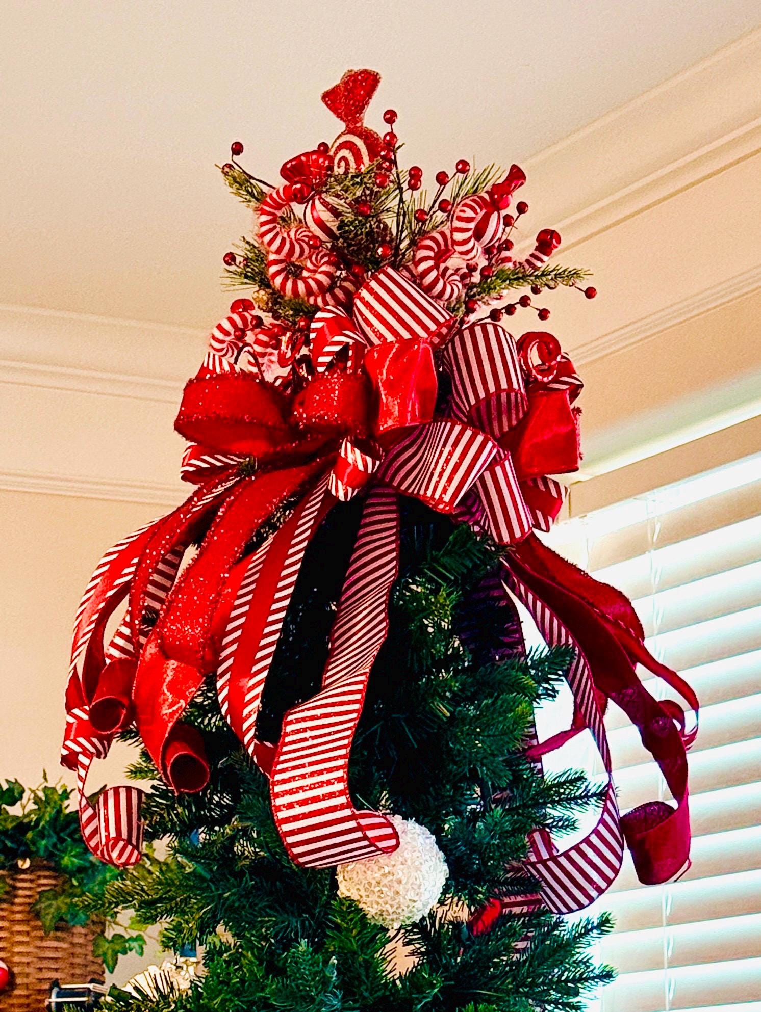 Red and White Christmas Tree Topper, 360 Degree Peppermint Topper - Etsy