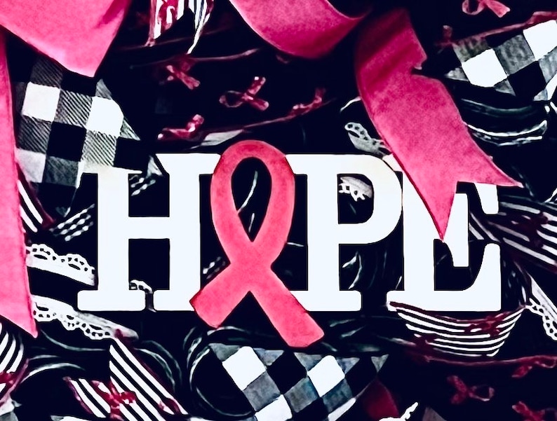 Breast Cancer Awareness Wreath: Black, Pink, Hope Ribbon Decor - Etsy