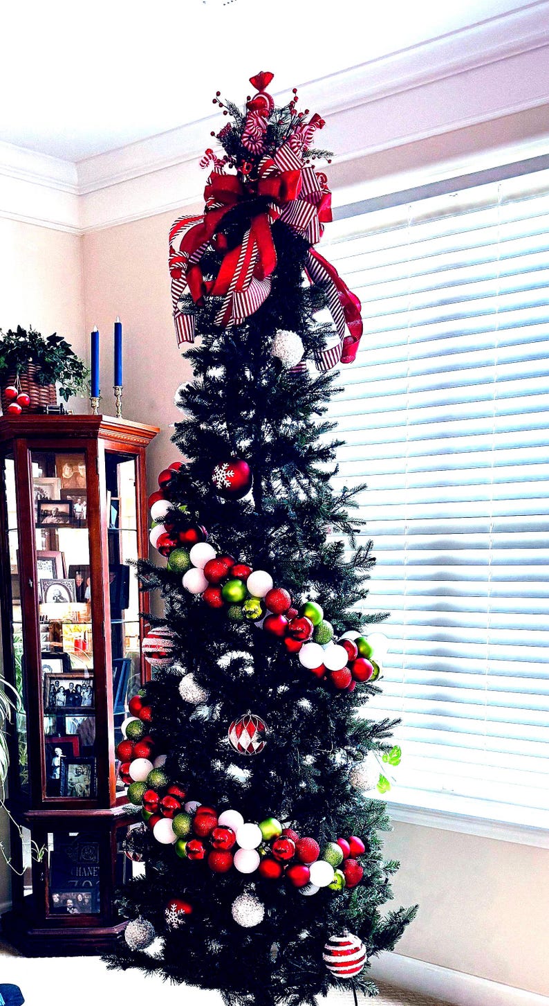 Red and White Christmas Tree Topper, 360 Degree Peppermint Topper - Etsy
