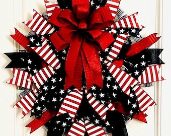 Red White Blue Flag Patriotic Wreath
