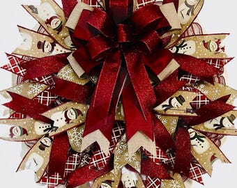 Burgundy Snowman Wreath
