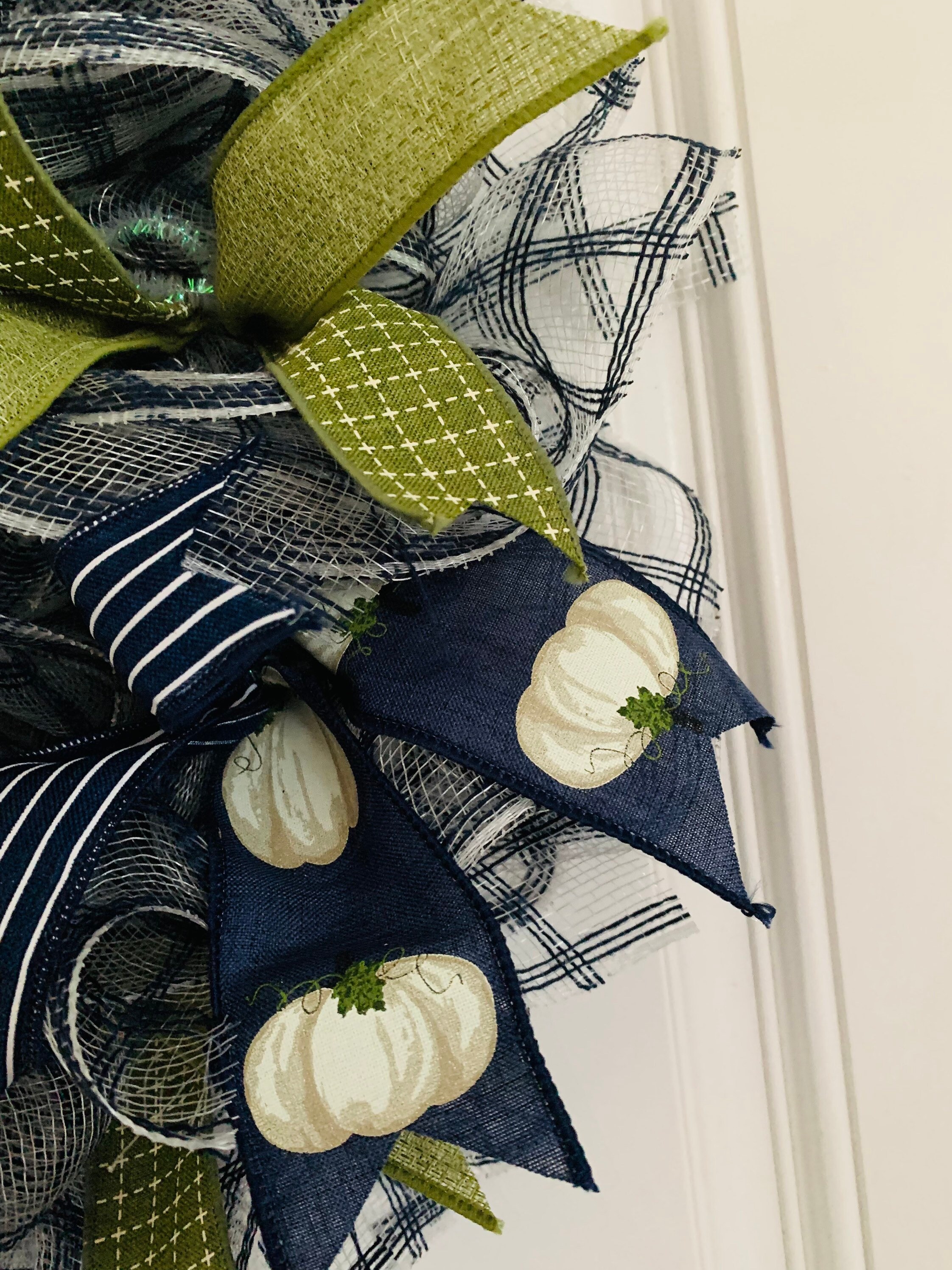 Navy Blue Door Decor Autumn Wreath Etsy