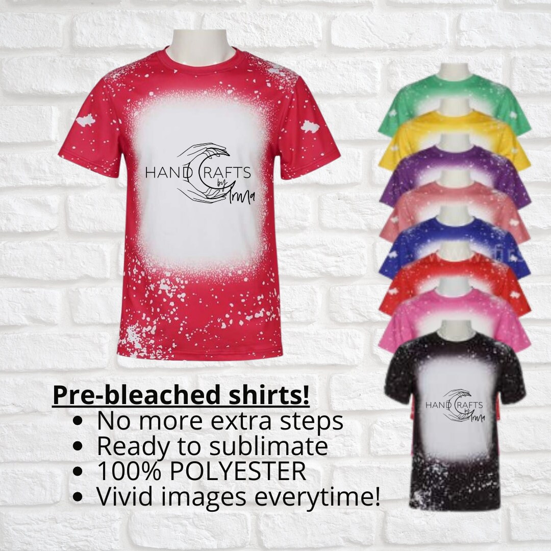 100 Polyester ADULT SHIRT Bleached Sublimation Blank Shirt Colored